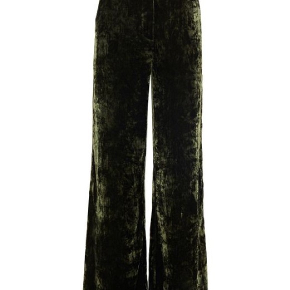 Frame Brand SOFT crushed velvet forest green pants - Picture 4 of 5